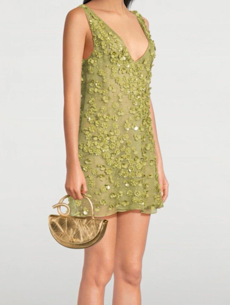 CULT GAIA Sapphira Floral-Embellished Silk Mini Dress | Holt Renfrew