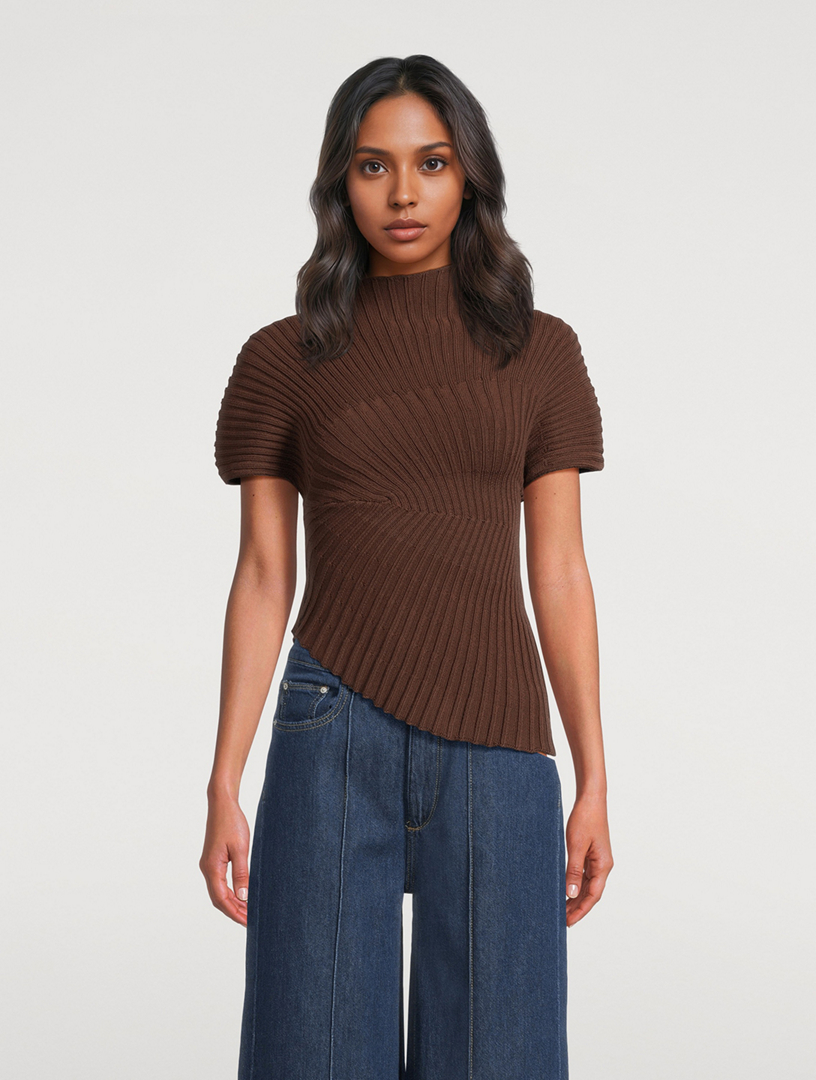 CULT GAIA Annemie Asymmetric Plissé Blouse | Holt Renfrew