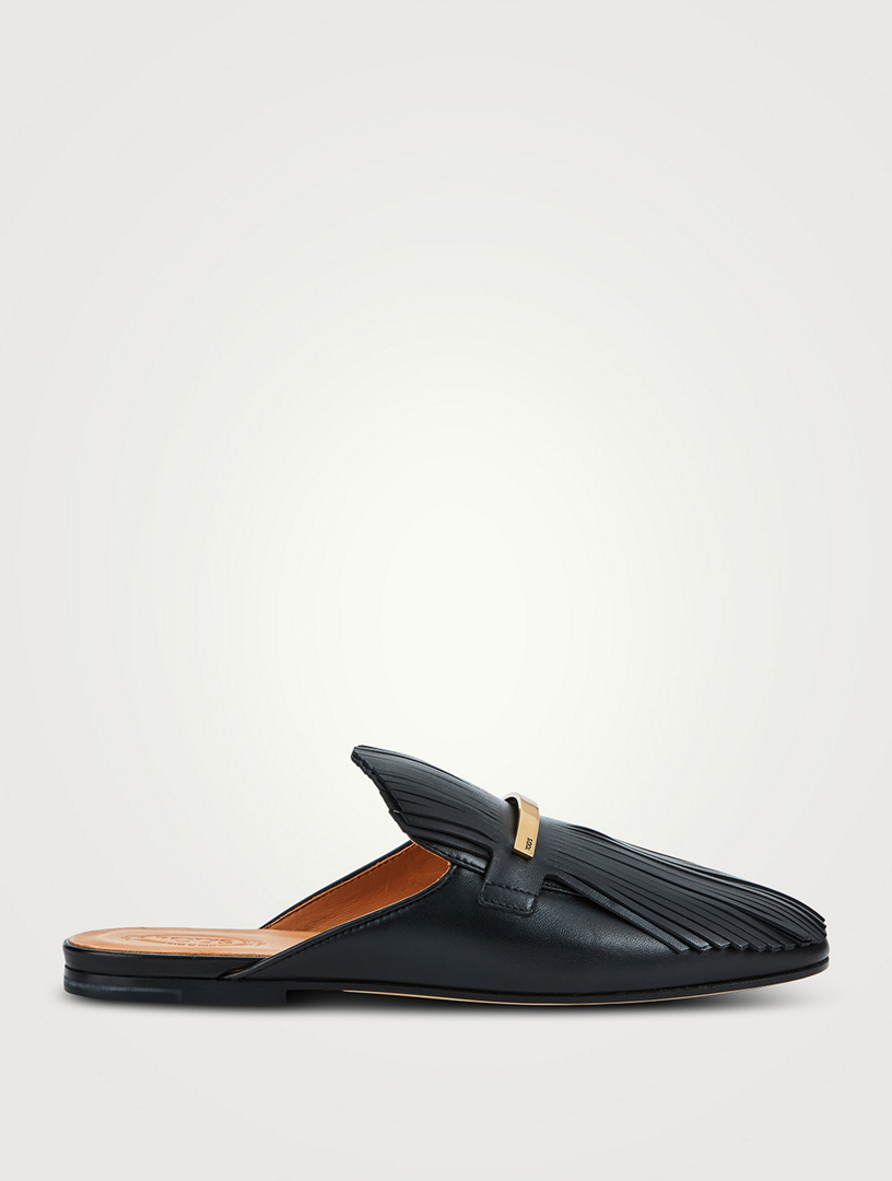 Fringe Leather Mules