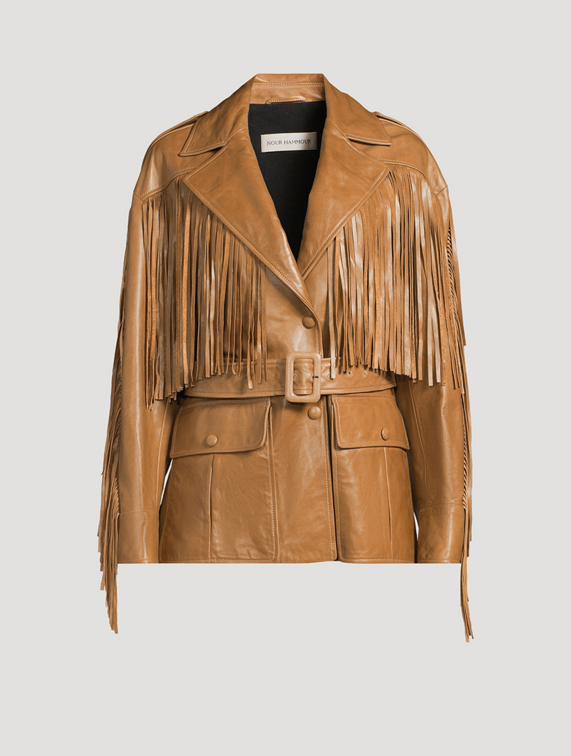 NOUR HAMMOUR Cassidy Fringe Leather Jacket | Holt Renfrew