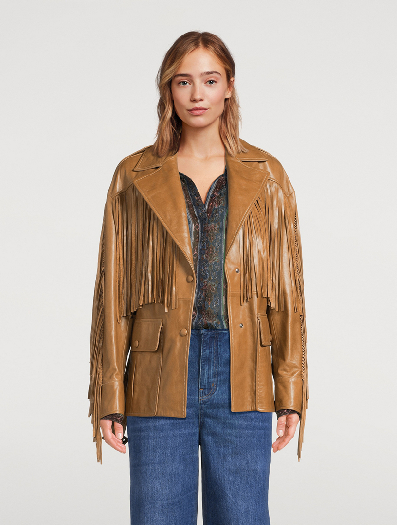 NOUR HAMMOUR Cassidy Fringe Leather Jacket | Holt Renfrew