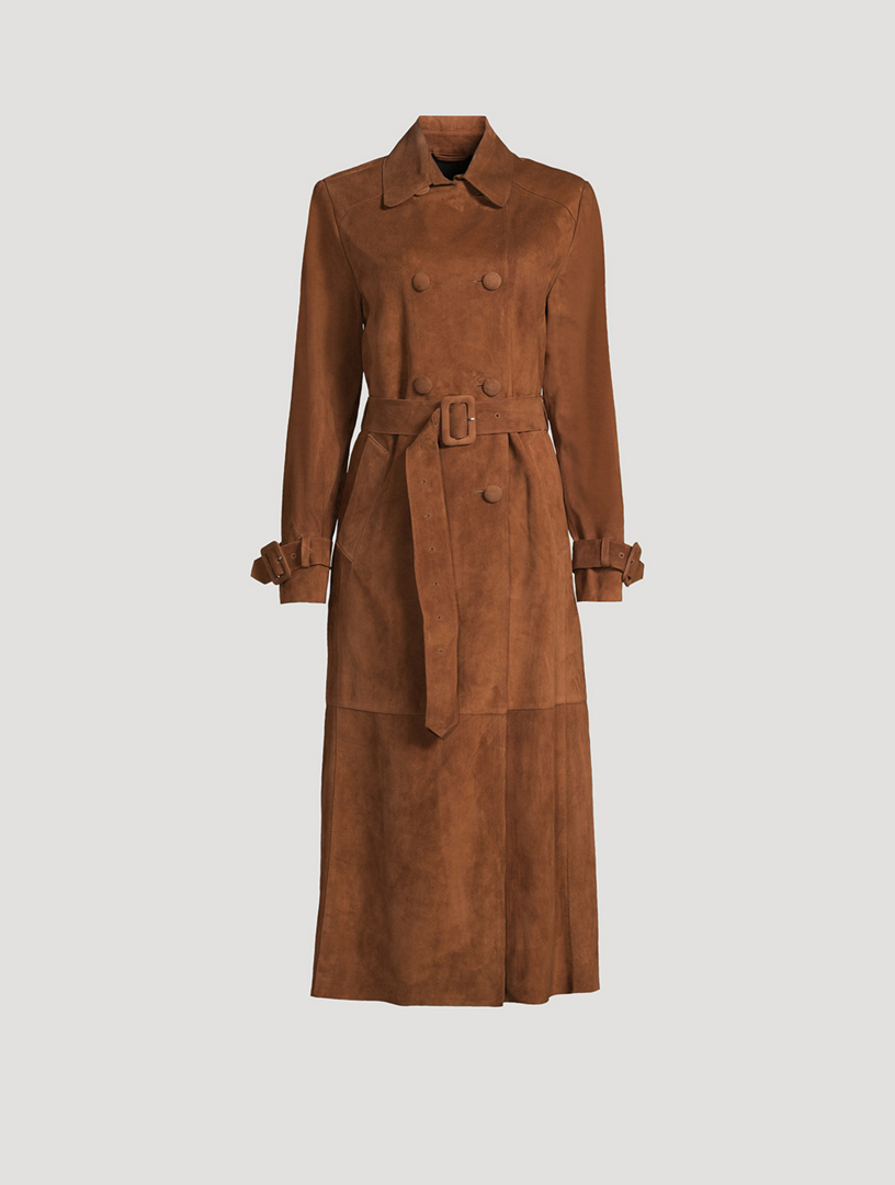Tate Belted Suede Trench Coat