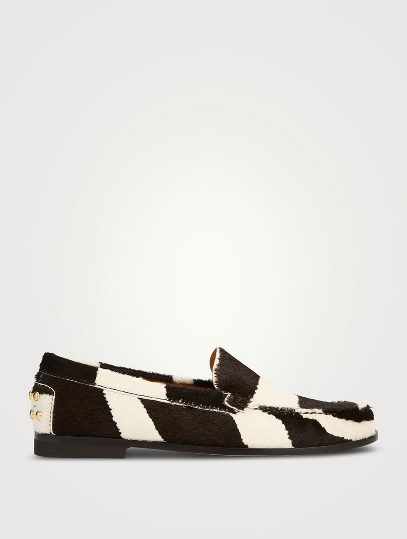 Pony Hair Loafers In Zebra Print