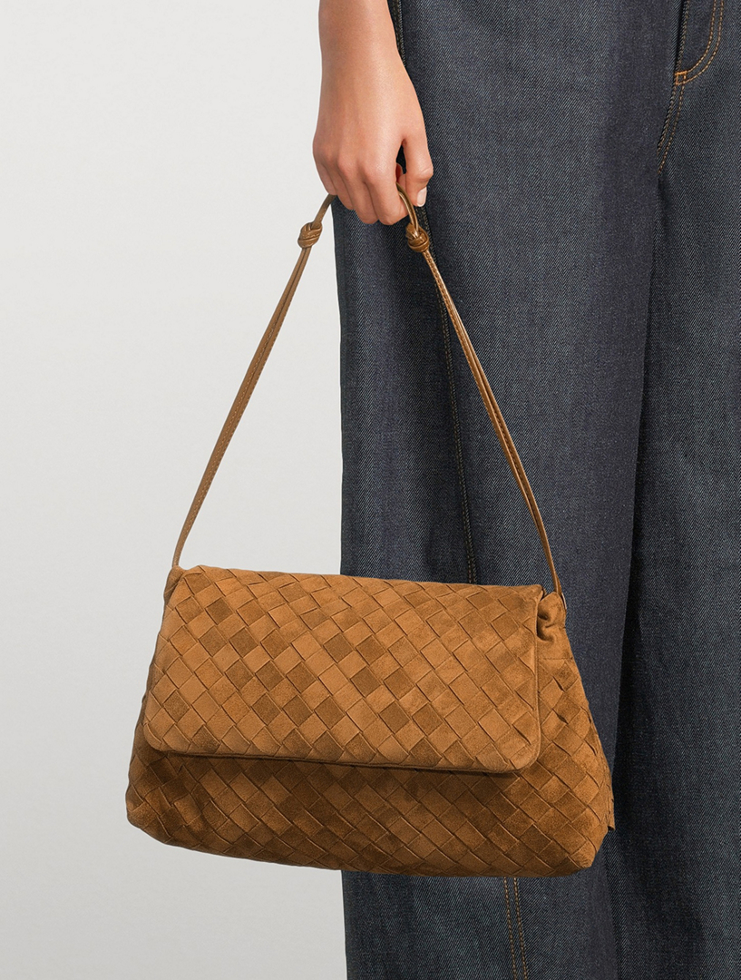 BOTTEGA VENETA Giorno Intrecciato Suede Shoulder Bag | Holt Renfrew