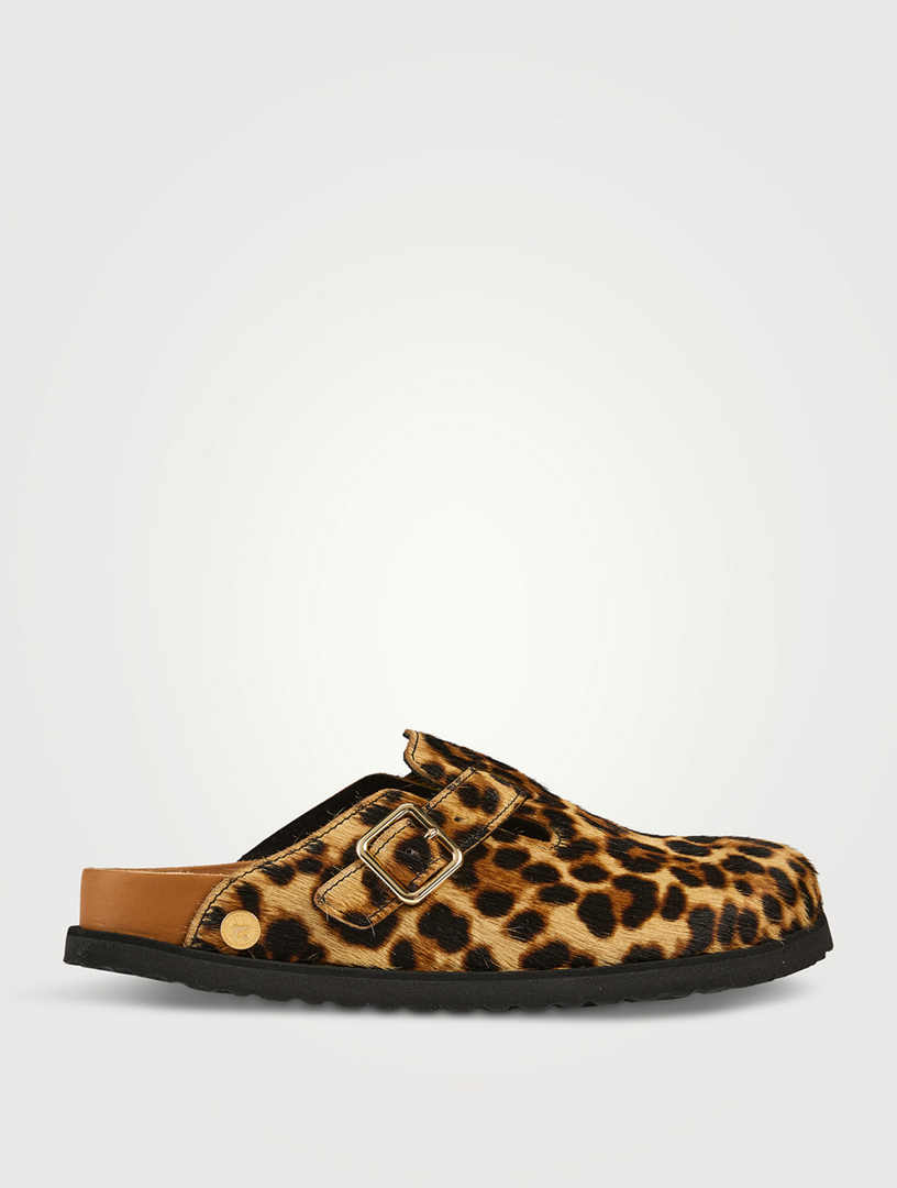 1774 Boston Calf Hair Clogs In Leopard Print