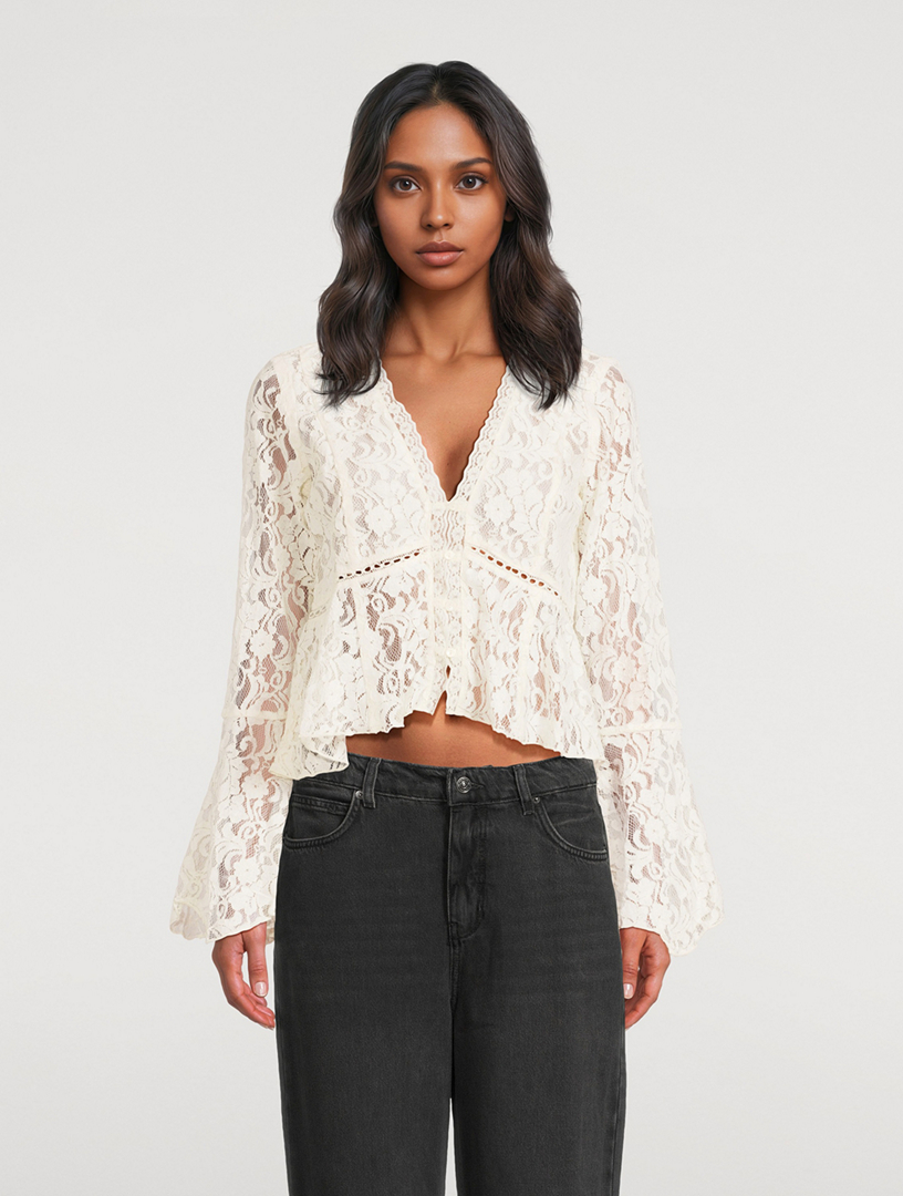 FREE PEOPLE Whispering Love Lace Blouse | Holt Renfrew