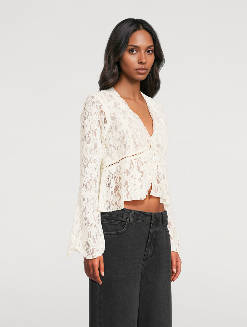 FREE PEOPLE Whispering Love Lace Blouse | Holt Renfrew