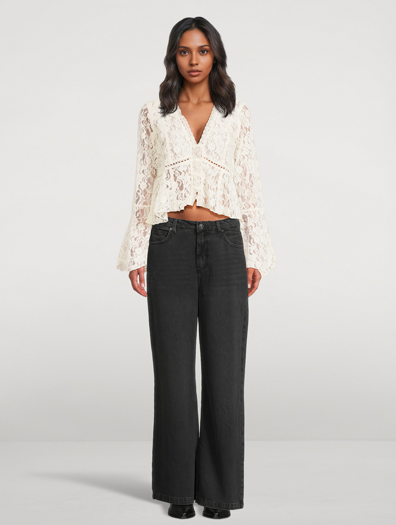 FREE PEOPLE Whispering Love Lace Blouse | Holt Renfrew
