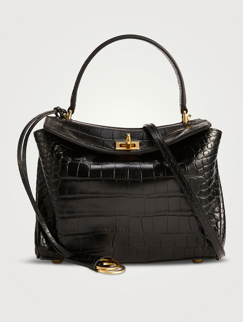 Mini Rodeo Croc-Embossed Leather Satchel