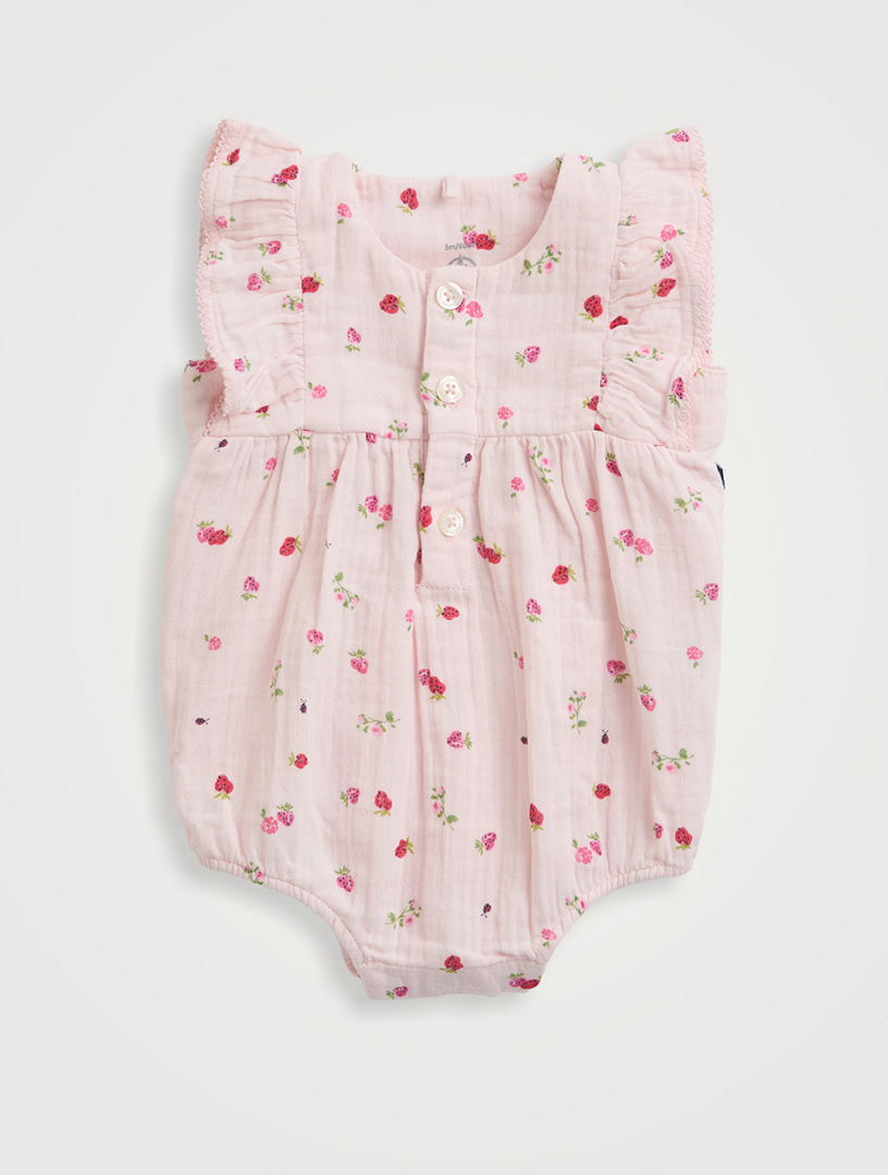 Combiné-slip à volants à imprimé de fraises