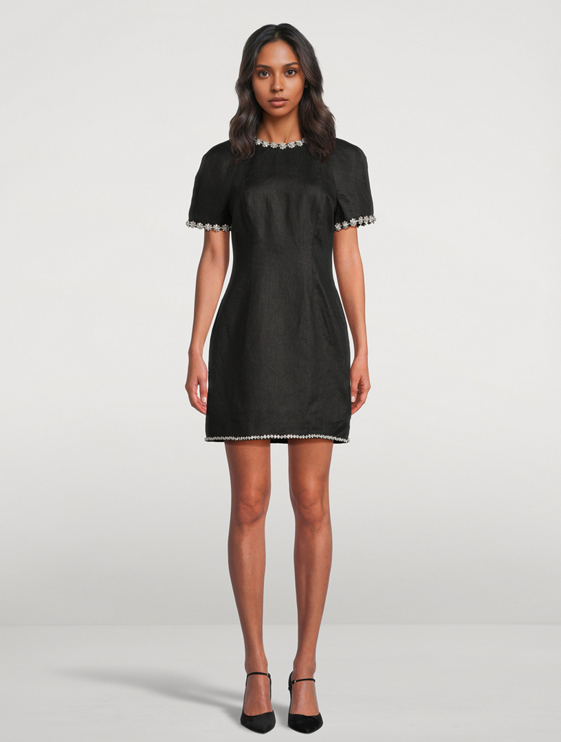 ZIMMERMANN Rebellion Linen Embellished Mini Dress | Holt Renfrew
