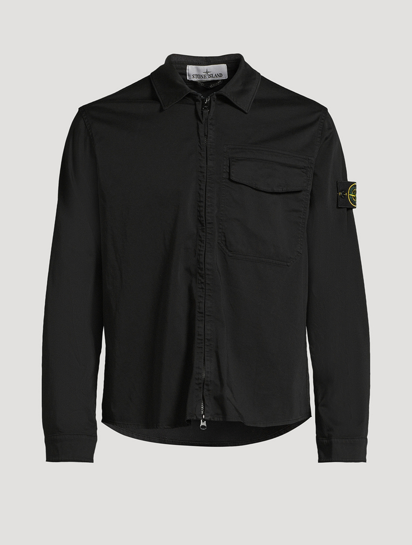 STONE ISLAND Stretch Organic Cotton Satin Overshirt | Holt Renfrew