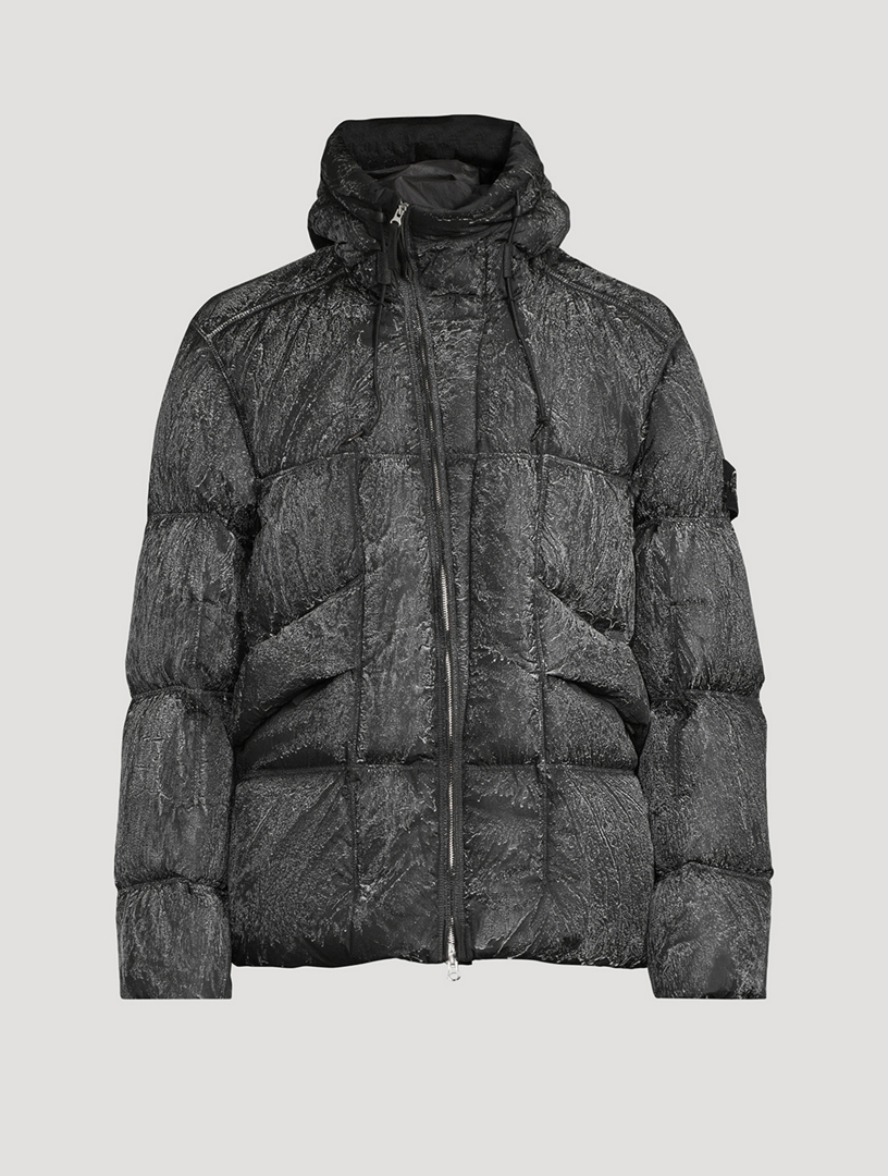 Down Puffer Jacket In Reflective Spray Print