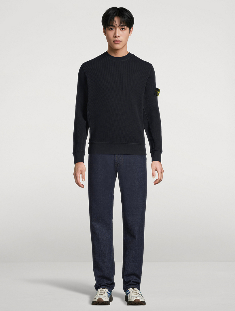 STONE ISLAND Waffle-Knit Crewneck Sweater | Holt Renfrew