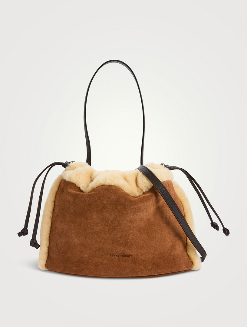 Midi Charlotte Shearling And Suede Crossbody Pouch