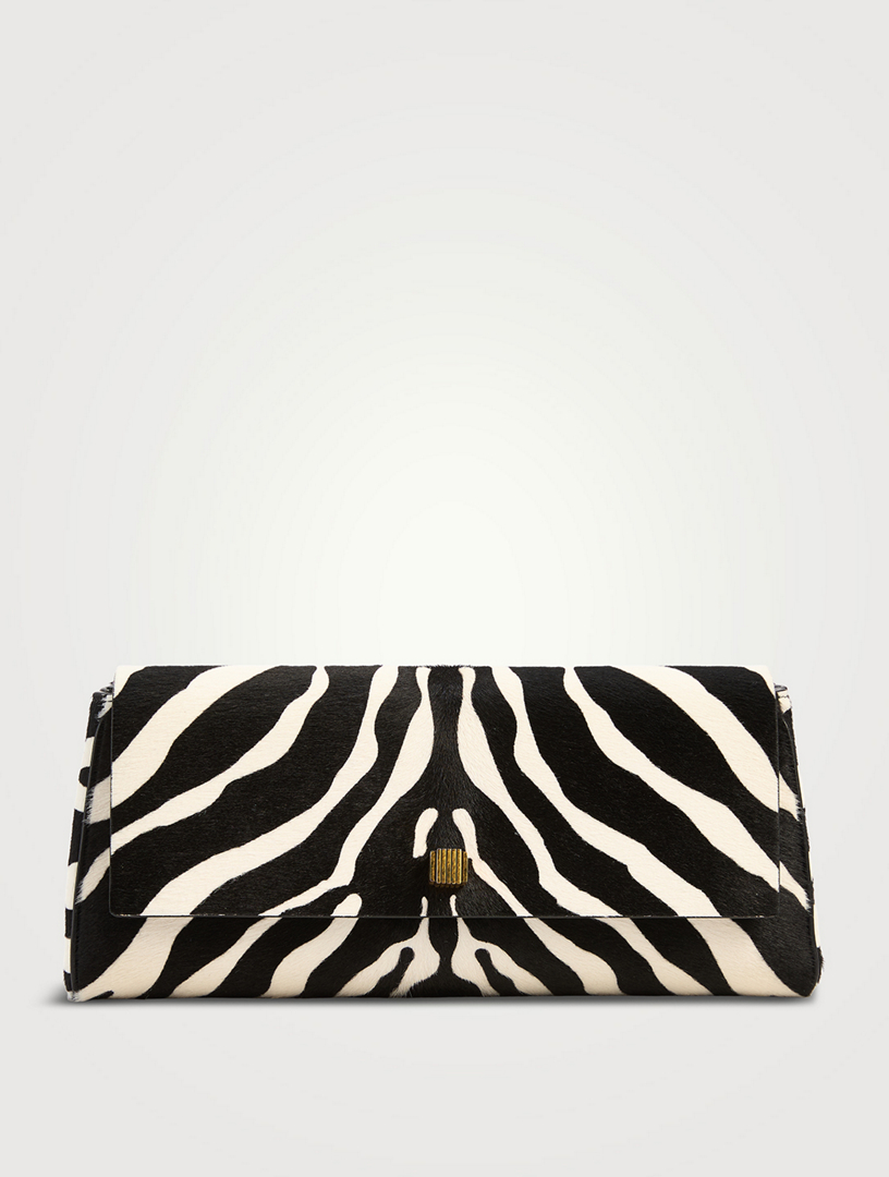 Audrey Calf Hair Clutch In Zebra Print