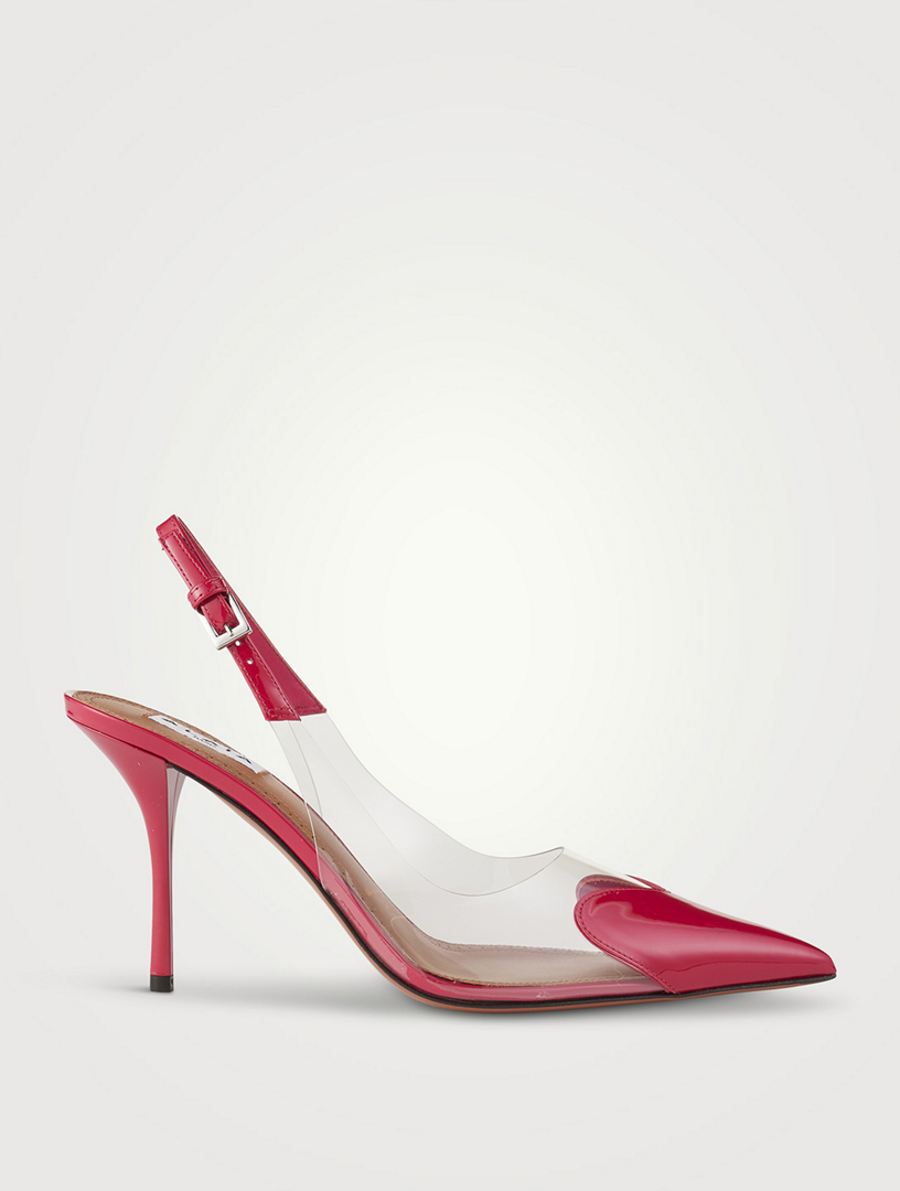 Escarpins à bride arrière Le Cœur en cuir verni et PVC