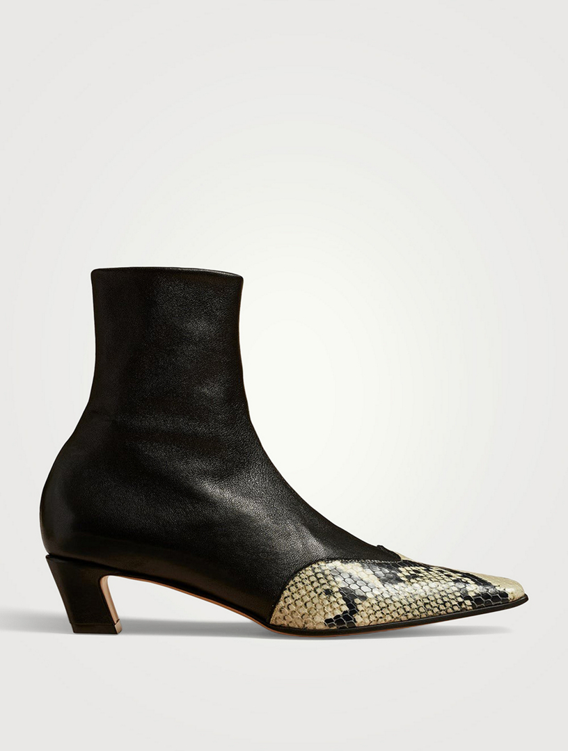 Nevada Python-Embossed And Leather Ankle Boots