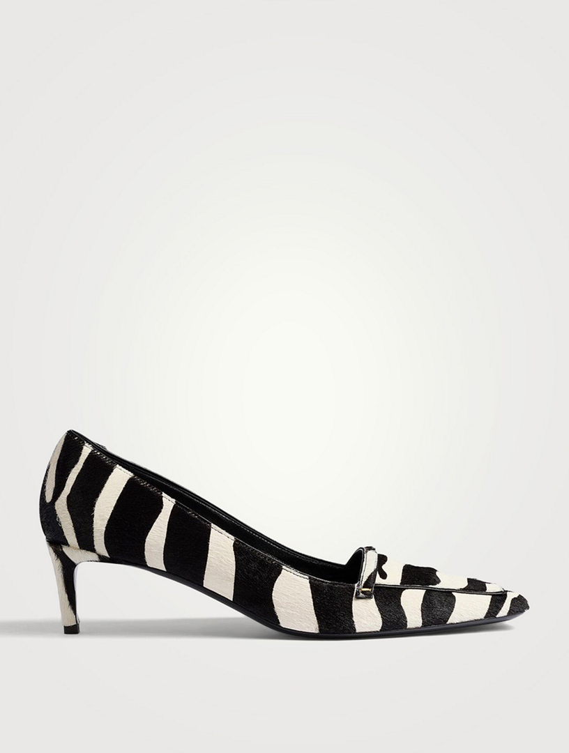 Celia Pocket Calf Hair Pumps In Zebra Print