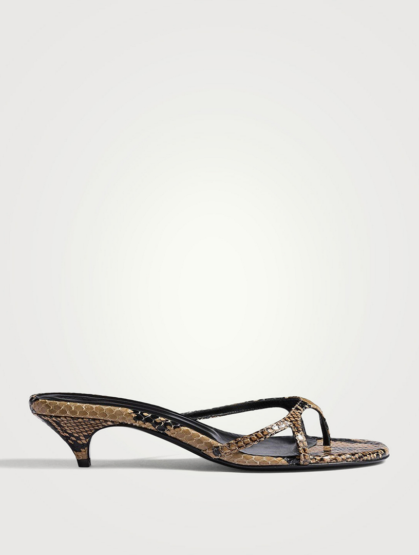 Mila Python-Embossed Leather Thong Sandals