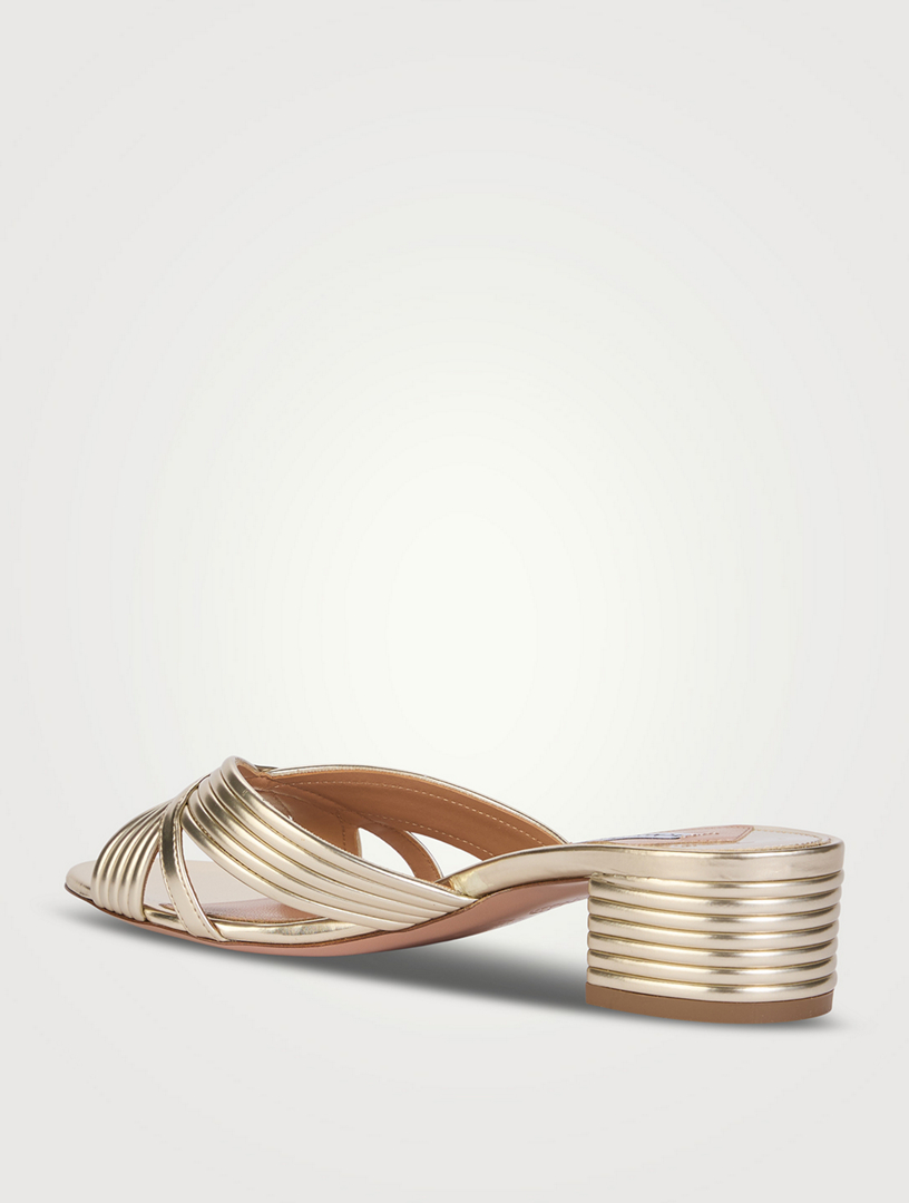 AQUAZZURA Sundance Metallic Mules | Holt Renfrew