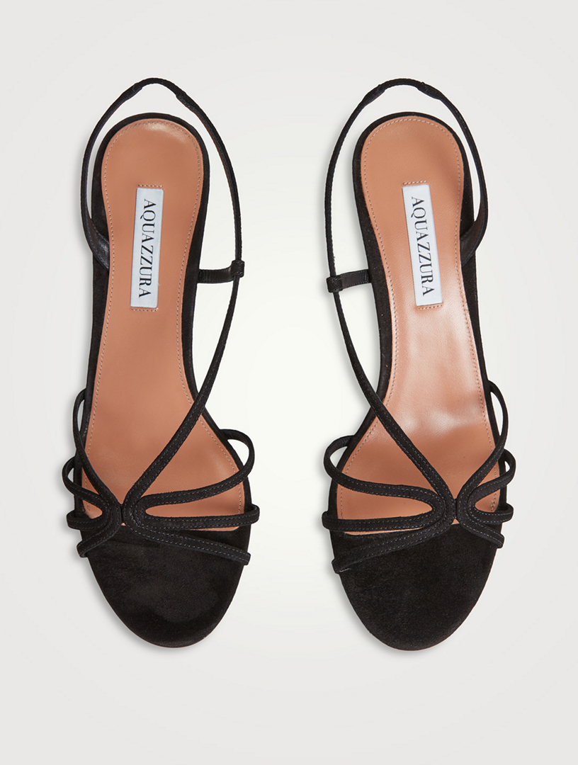 AQUAZZURA Talk To Me Suede Slingback Sandals | Holt Renfrew