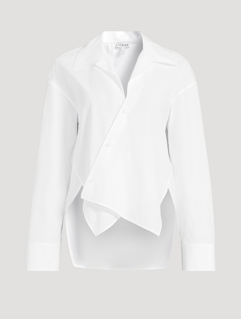 Wrap-Front Poplin Shirt