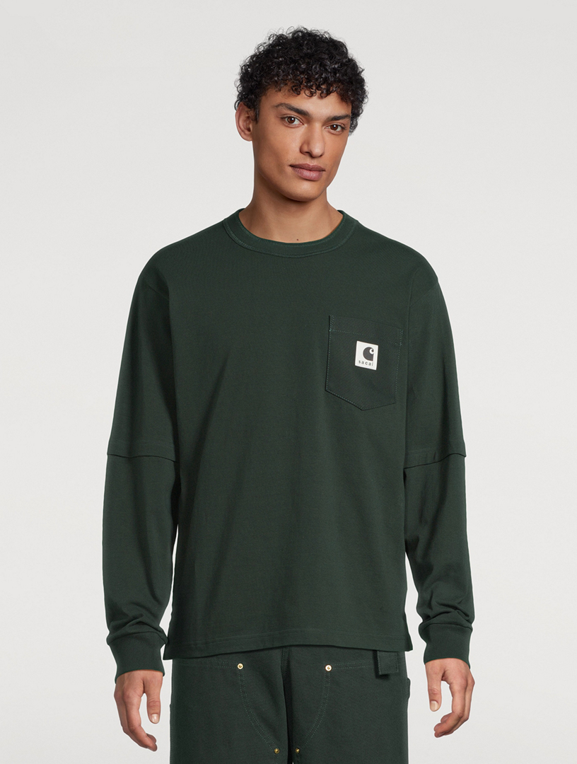 トップス sacai Carhartt WIP T-Shirt Green size 5 x Carhartt WIP Cotton Jersey L/S T-Shirt Green | HAVEN