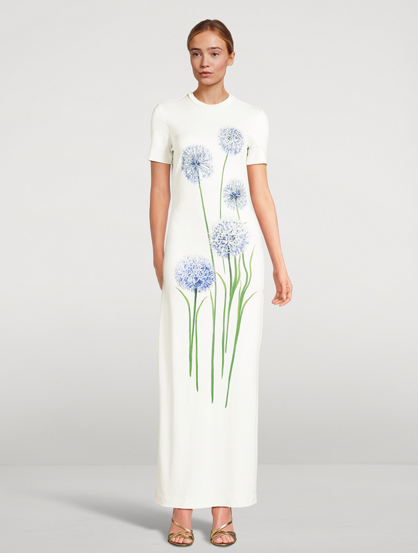 oscar de la renta floral jersey maxi dress In Allium Print code-ALN