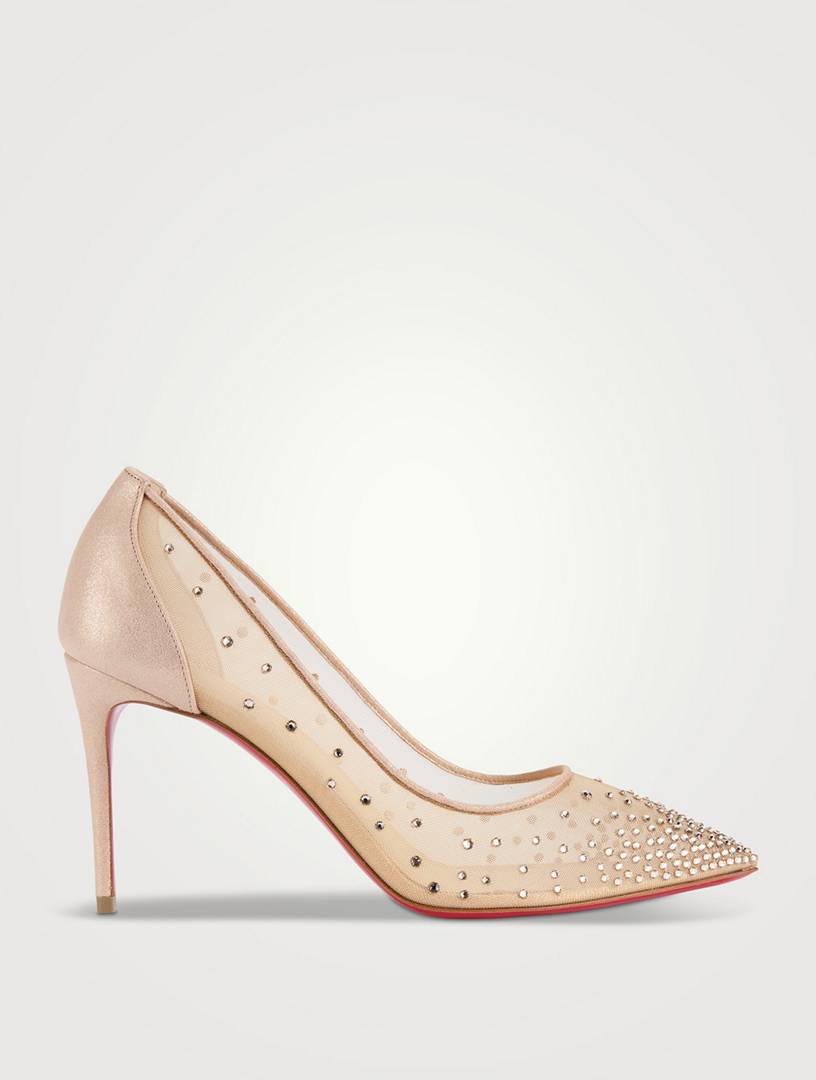 Follies Strass Mesh Suede Pumps