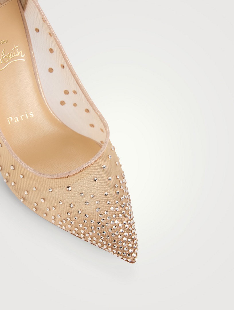 CHRISTIAN LOUBOUTIN Follies Strass Mesh Suede Pumps | Holt Renfrew