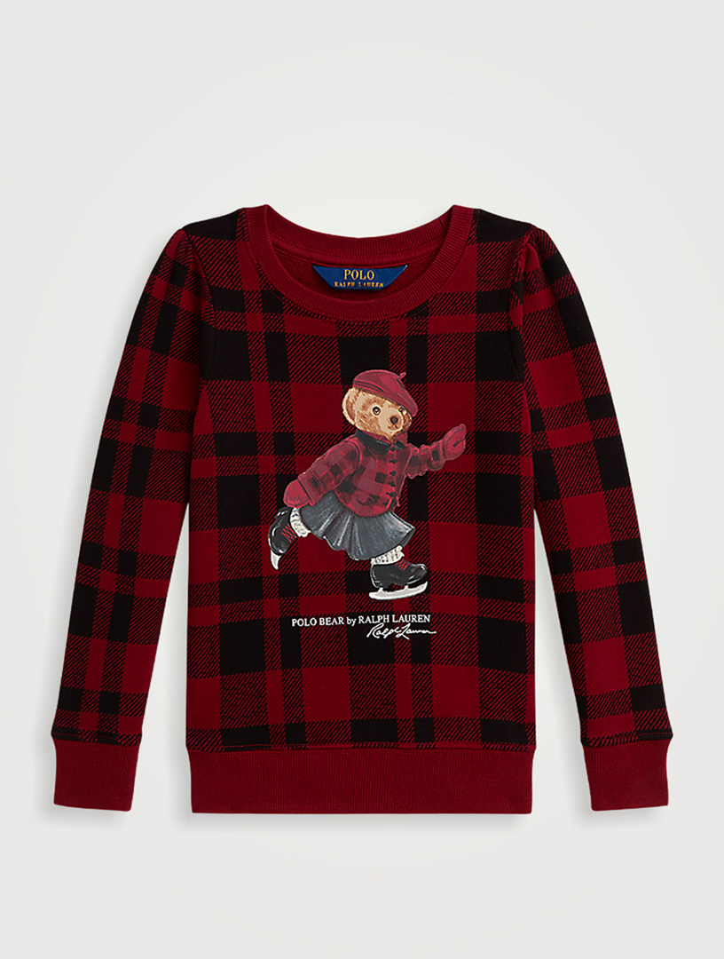 Plaid Polo Bear Fleece Sweatshirt