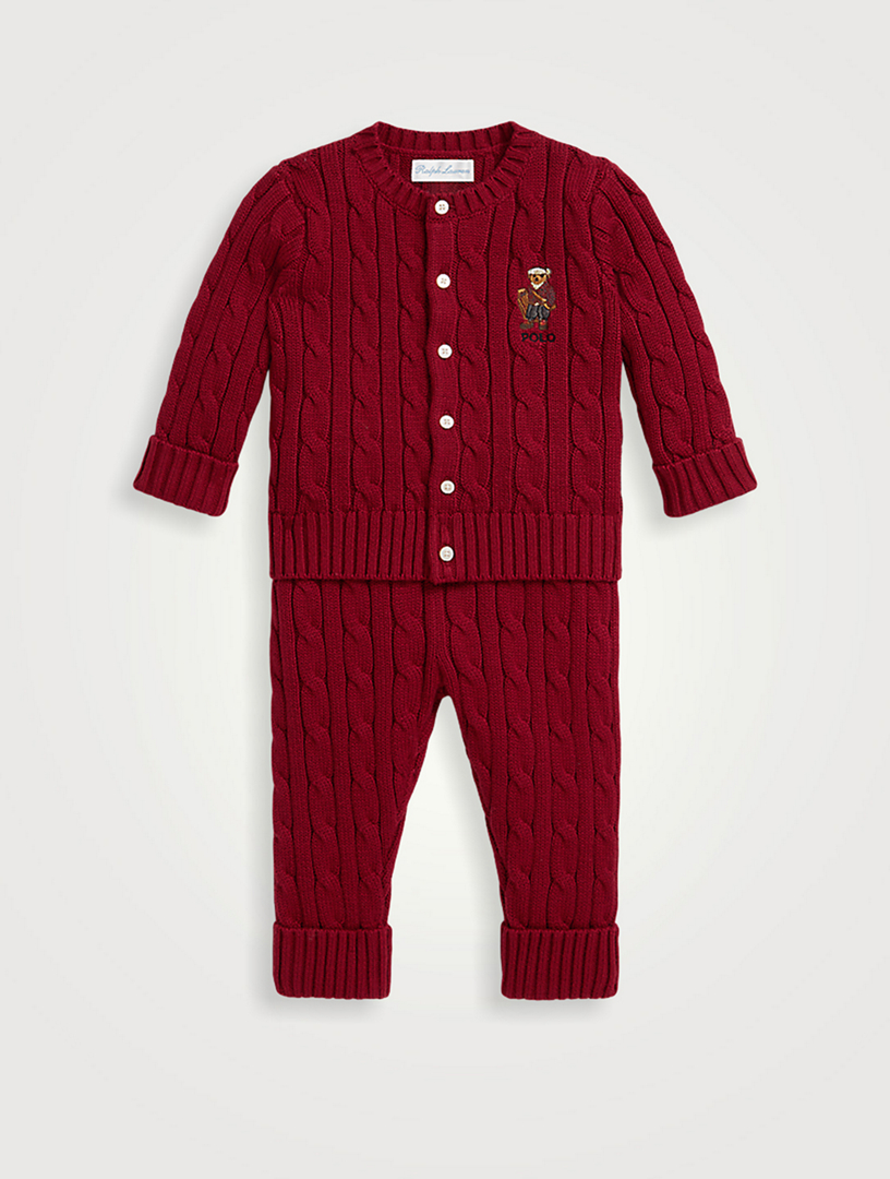 POLO RALPH LAUREN Cotton Polo Bear Cardigan And Pant Set Holt