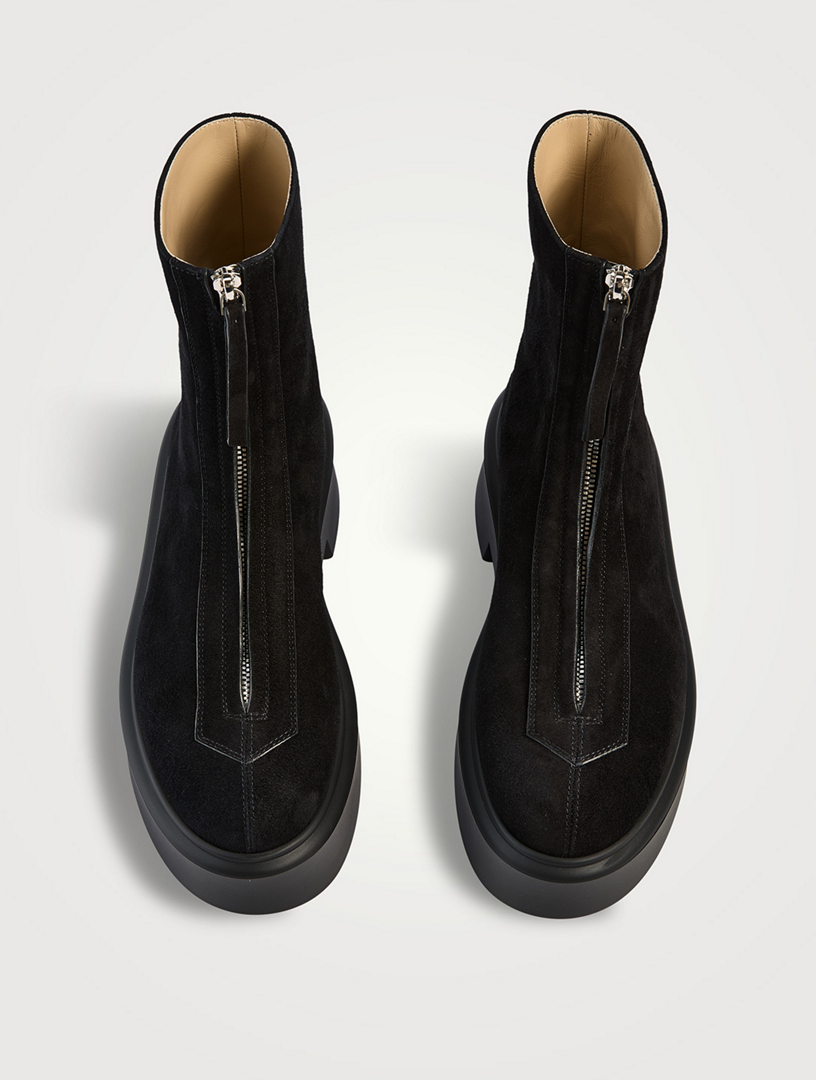 THE ROW Zipped 1 Suede Ankle Boots | Holt Renfrew
