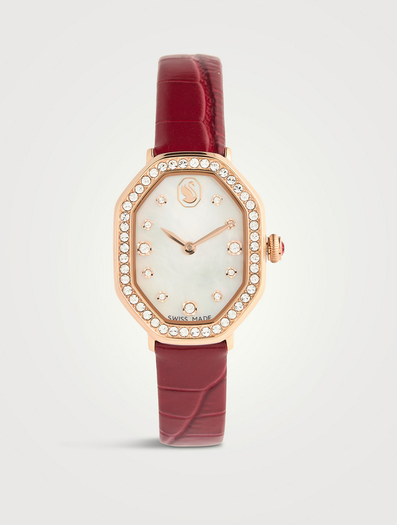 Montre Dextera LNY avec cristaux et bracelet cuir