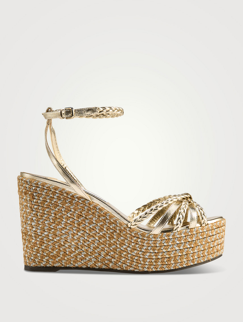 JIMMY CHOO Dree Metallic Leather Espadrille Wedge Sandals | Holt