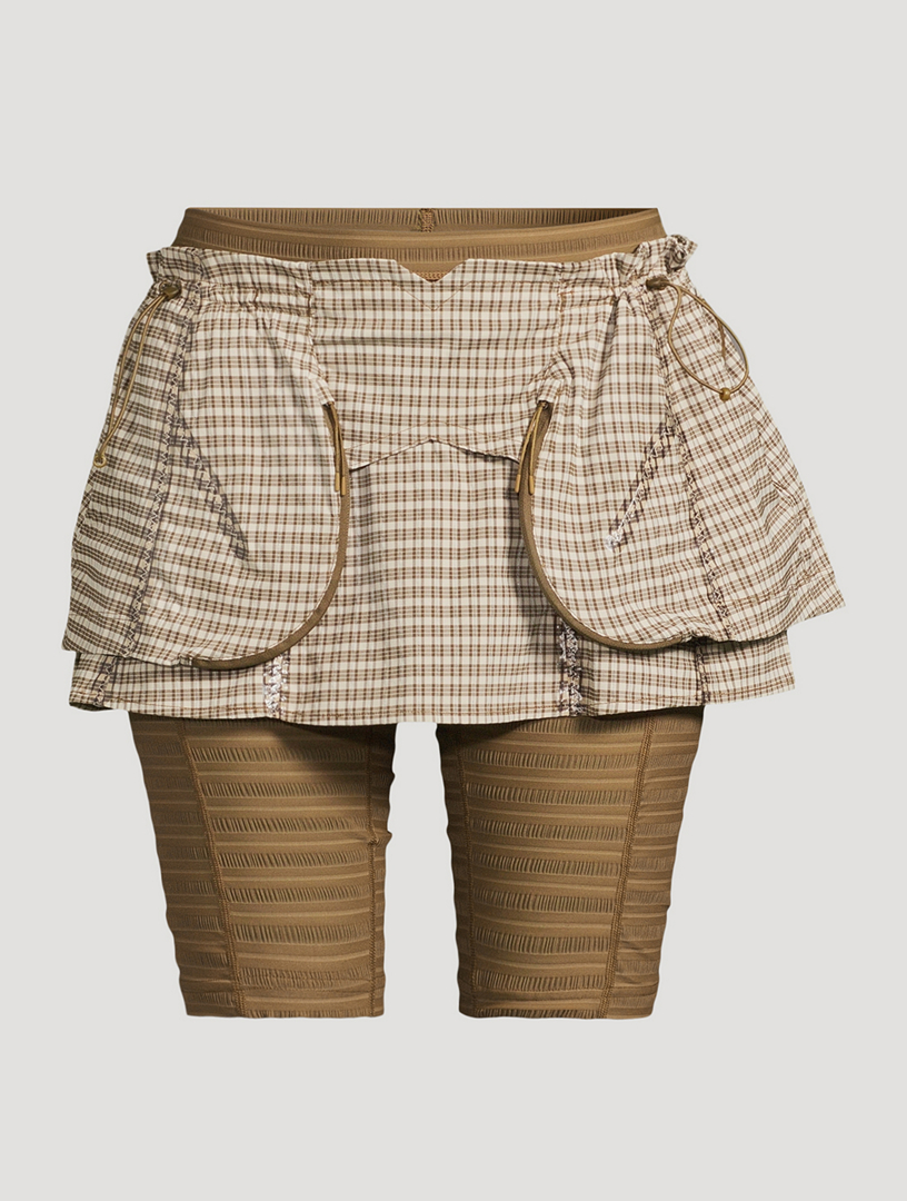NIKE KNWLS Joan Two-In-One Skirt In Plaid Print | Holt Renfrew