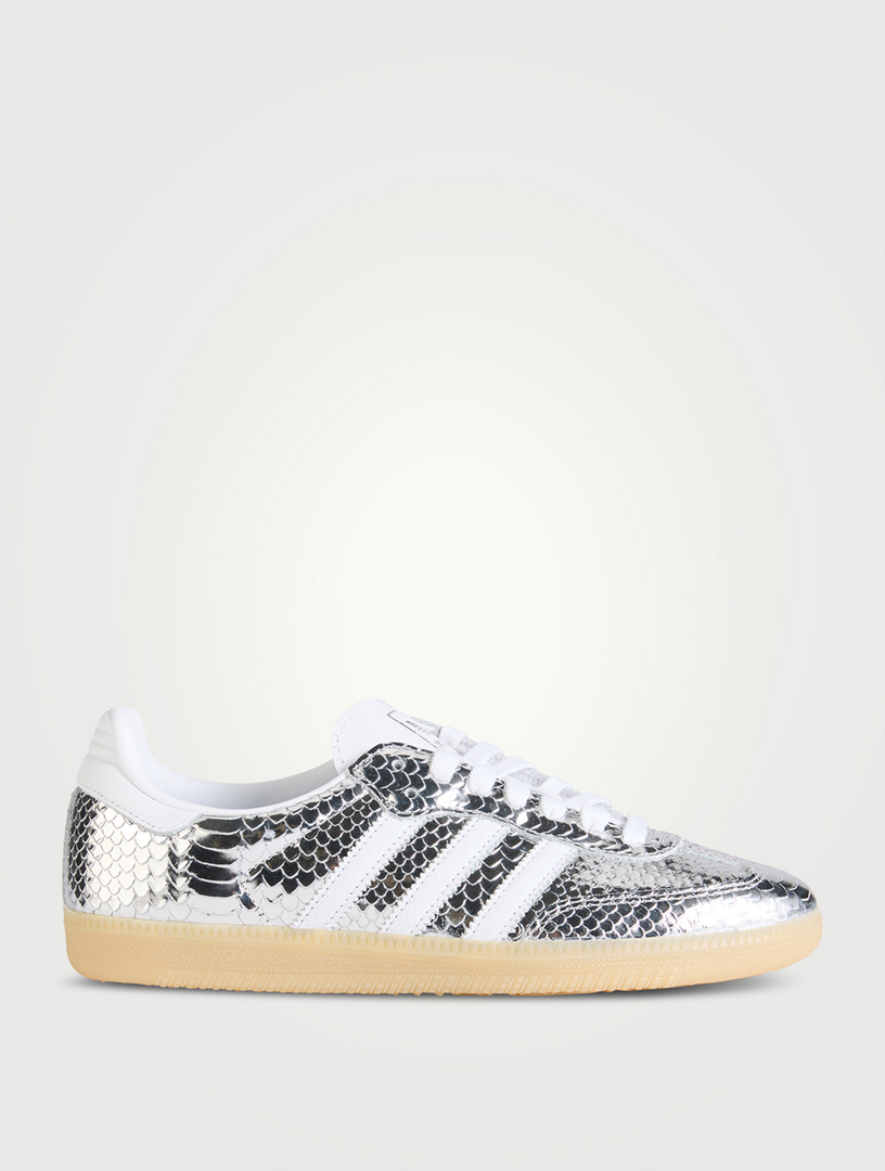 Samba Snakeskin-Embossed Metallic Sneakers