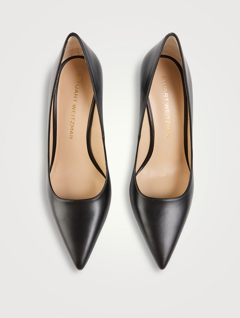 Escarpins Stuart Weitzman Noirs à Talon Moyen - Cuir Verni, Bout Ouvert, Nud - Taille 38 (US 8) - Neuf Sans Boîte