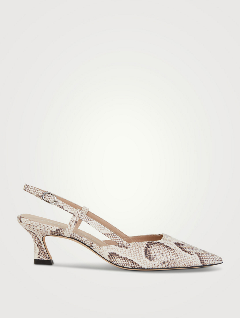 Vinnie Snakeskin-Embossed Leather Slingback Pumps