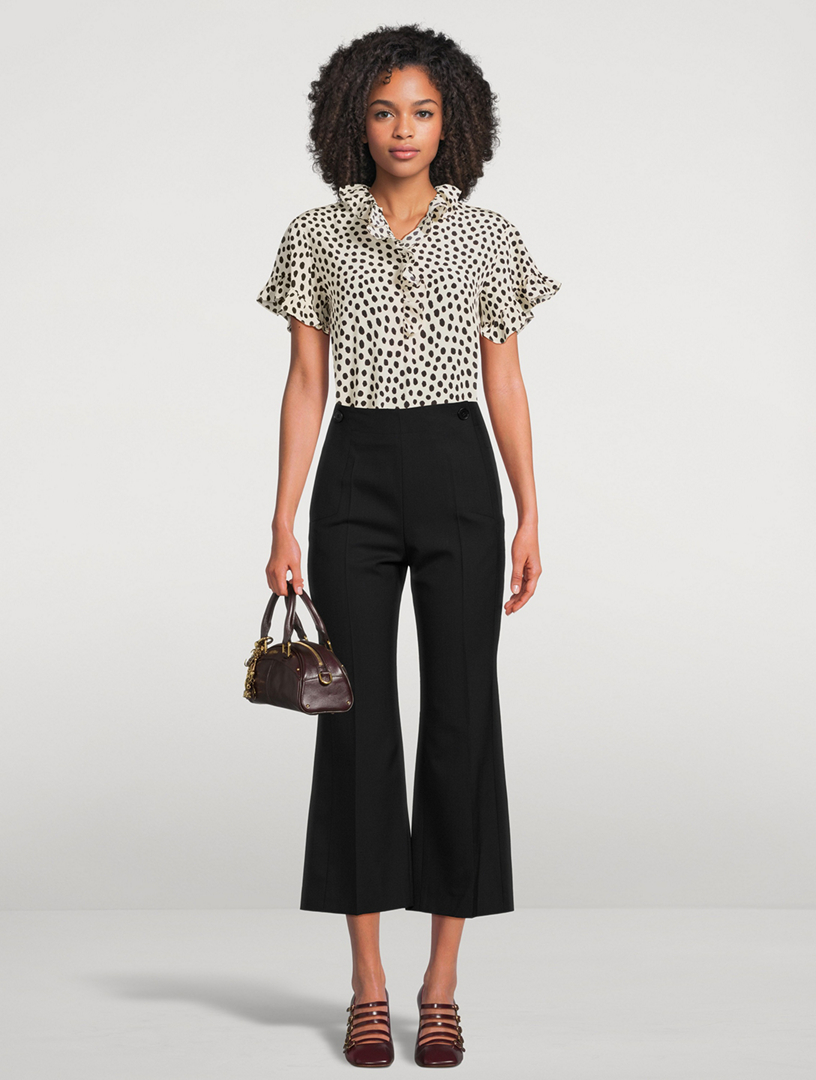 CHLOE Ruffled Crêpe De Chine Blouse In Polka Dot Print | Holt Renfrew