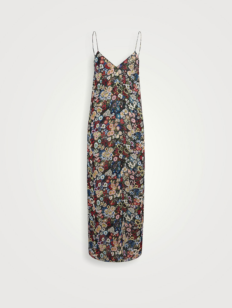 Taja Silk Chiffon Slip Dress In Floral Print