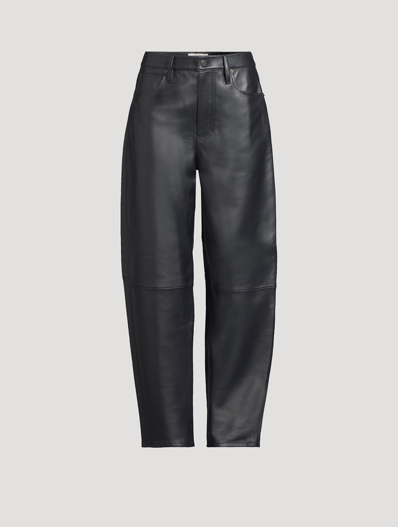 Barrel-Leg Leather Trousers