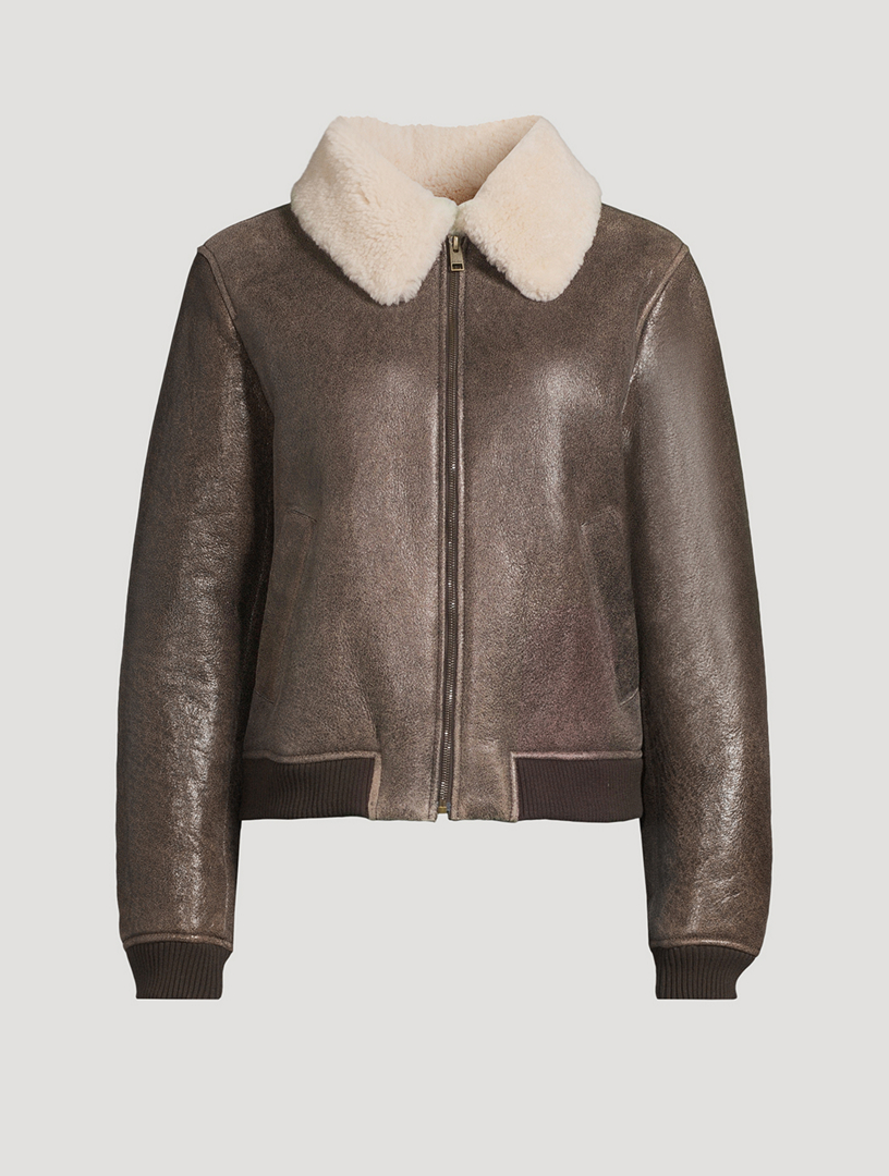 Blouson aviateur en cuir et en rason