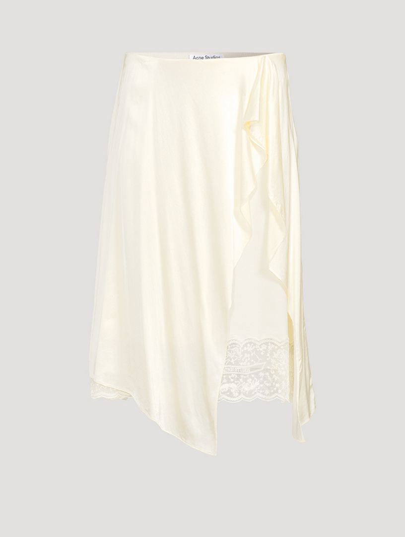 Jupe mi-longue en satin superposé