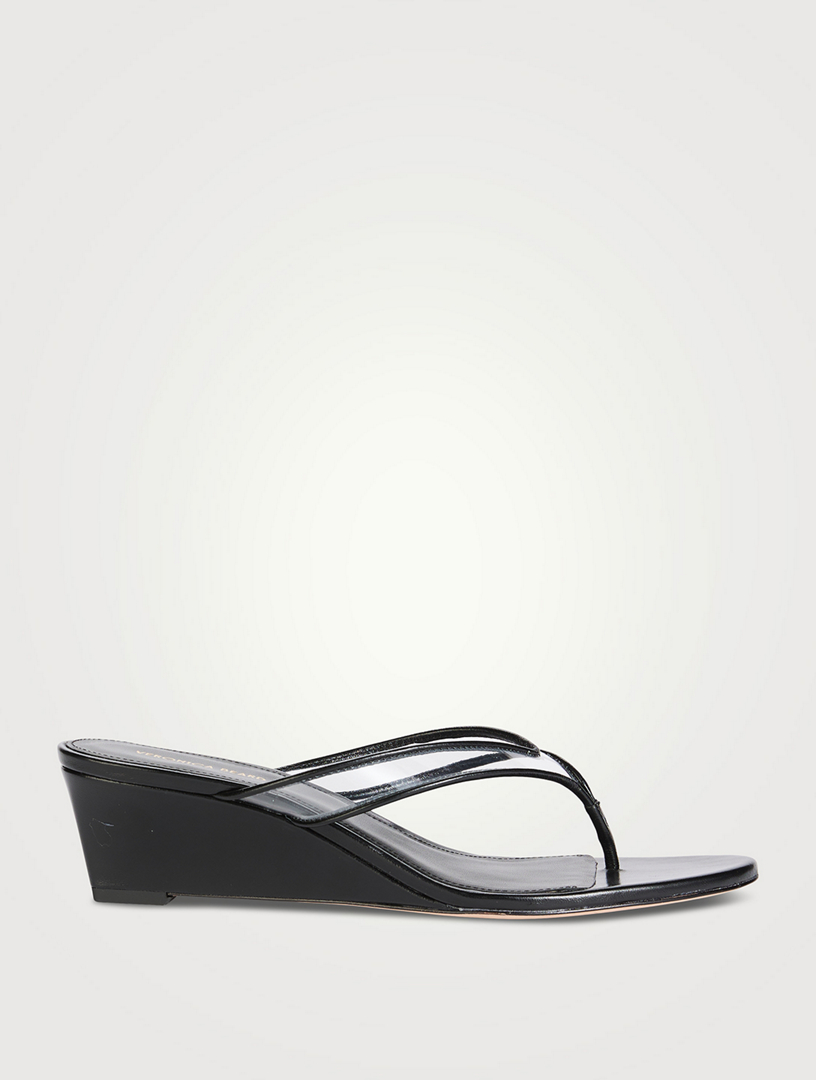 Clea Leather Thong Wedge Sandals