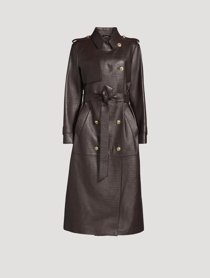 MACKAGE Gael Croc-Embossed Leather Belted Trench Coat Holt Renfrew - Main Image