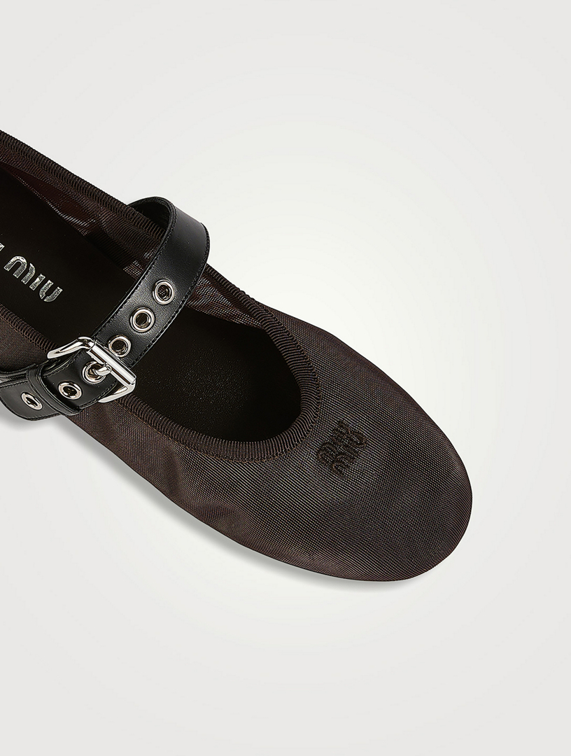 MIU MIU Mesh Mary Jane Ballerina Flats | Holt Renfrew