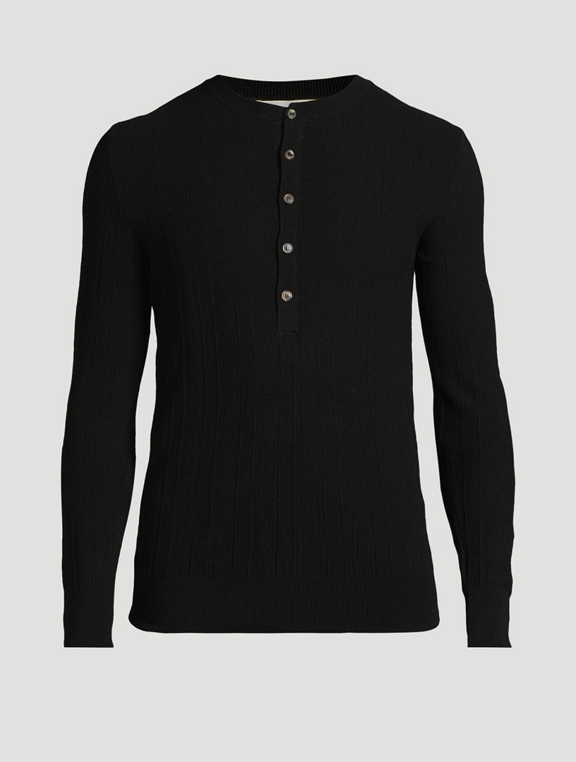 DRIES VAN NOTEN Ribbed Knit Henley Shirt | Holt Renfrew