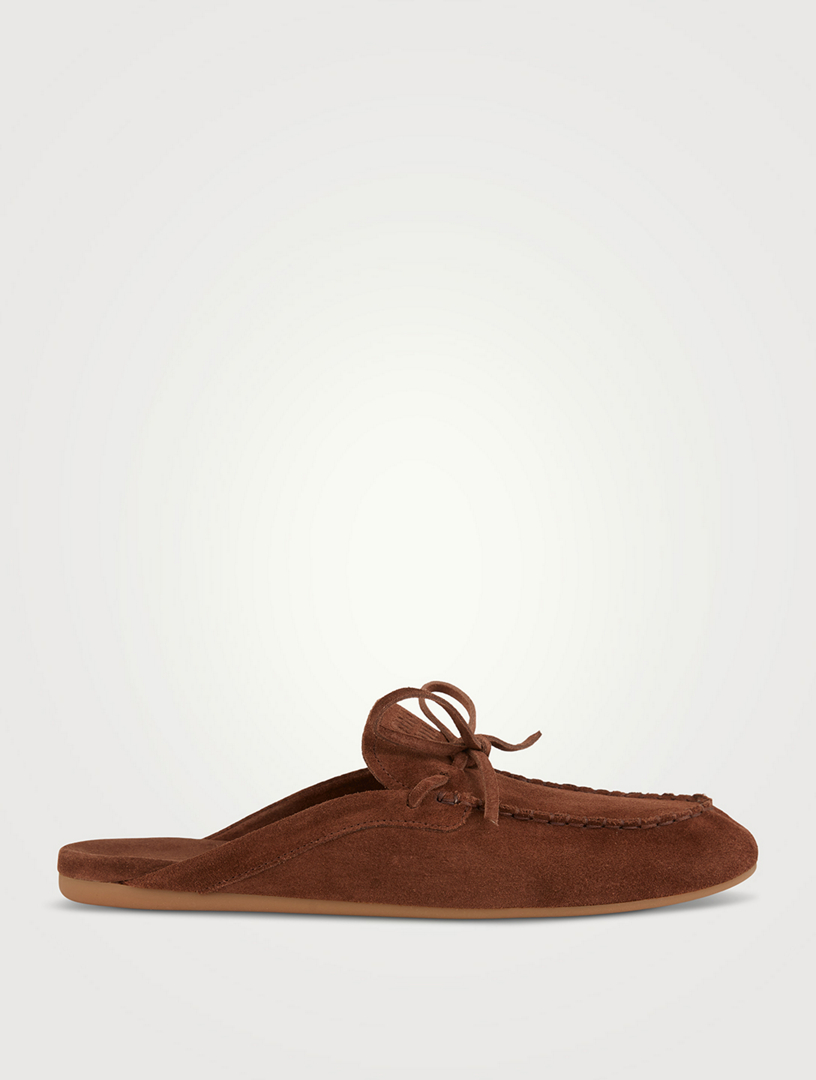 MIU MIU Suede Moccasin Mules | Holt Renfrew